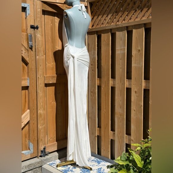 🆕 RAT & BOA 🧿 NWOT Winona White Slinky Cowl Neck Jersey Gown, Sz XXS - Picture 6 of 15